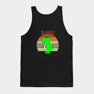 Distressed Cute And Angry Dino Retro Sunset Tank Top